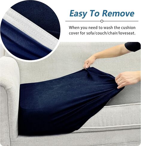 Couch Cushion Covers Leather-Look 3PC Stretch Sofa Seat Slipcover Sets for Living Room Individual Sofa Cushion Cover Couch Seat Protectors, Pet-Friendly, Non-Slip, Easy Fit - Coffee in Kuwait