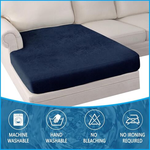 Couch Cushion Covers Leather-Look 3PC Stretch Sofa Seat Slipcover Sets for Living Room Individual Sofa Cushion Cover Couch Seat Protectors, Pet-Friendly, Non-Slip, Easy Fit - Coffee in Kuwait