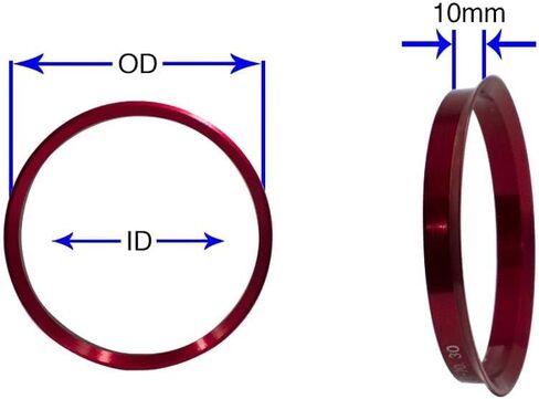 Wheel Accessories Parts Set of 4 Hub Centric Ring 72.56mm OD to 65.10mm Hub ID, Polycarbonate (Wheel Hub Ring, 4 Pack, 72.56 mm OD to 65.10 mm ID Wheel Centerbore, Polycarbonate) in Saudi Arabia