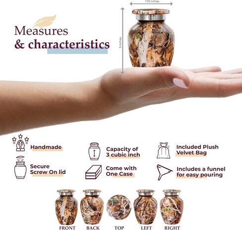 Trupoint Memorials Small Urns for Human Ashes Keepsake, Camouflage and Hunters Decorative Mini Cremation Urn for Adult Men and Women, Brown in Saudi Arabia