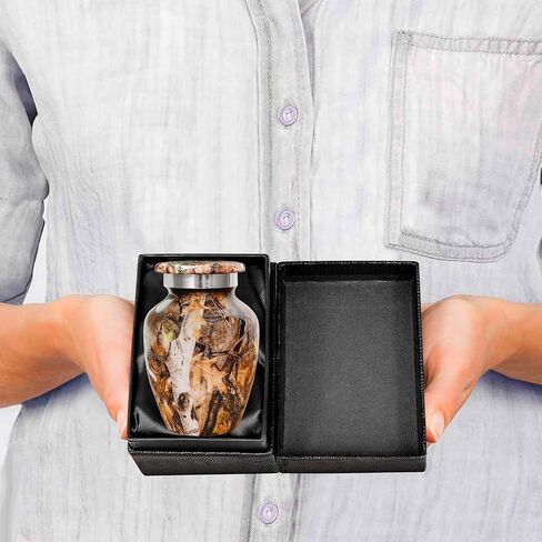 Trupoint Memorials Small Urns for Human Ashes Keepsake, Camouflage and Hunters Decorative Mini Cremation Urn for Adult Men and Women, Brown in Saudi Arabia