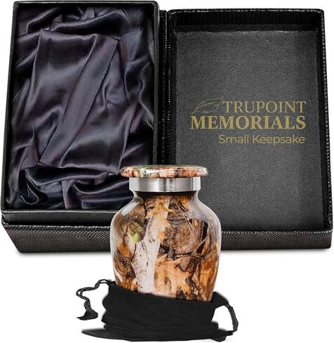 Trupoint Memorials Small Urns for Human Ashes Keepsake, Camouflage and Hunters Decorative Mini Cremation Urn for Adult Men and Women, Brown in Saudi Arabia