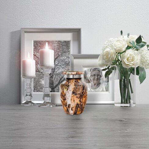 Trupoint Memorials Small Urns for Human Ashes Keepsake, Camouflage and Hunters Decorative Mini Cremation Urn for Adult Men and Women, Brown in Saudi Arabia