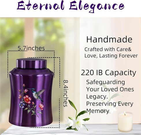 Purple Cross Urns for Ashes for Women Up to 140 LBS, Large Personalized Cremation Urns for Human Ashes Adult Male & Female Decorative and Funeral Keepsake Urn,Love of God Carefully Handcrafted in Kuwait