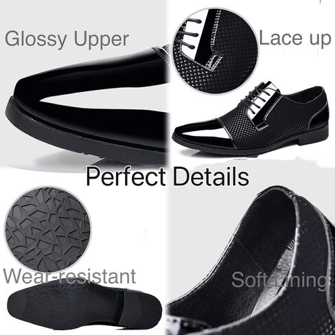أحذية الرجال للرجال براءة اختراع جلدية Oxfords كلاسيكية الدانتيل الرسمي أحذية أحذية الأعمال الزفاف ديربي أحذية كاب أخمص القدم in Kuwait