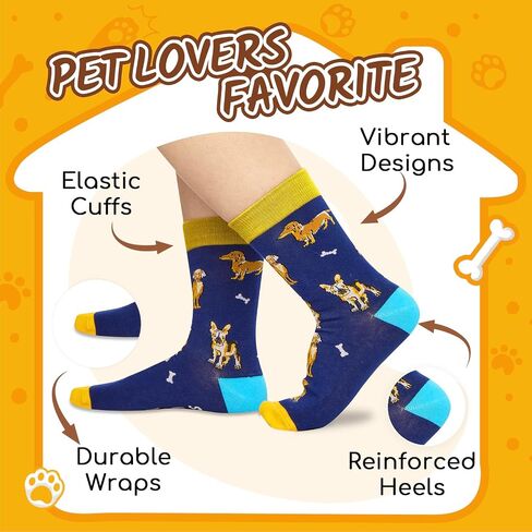 HAPPYPOP Dog Cat Gifts for Boys - Teen Boys Pet Socks, Dog Cat Lover Gifts for 10-12 Year Old, Funny Socks for Kids in Kuwait