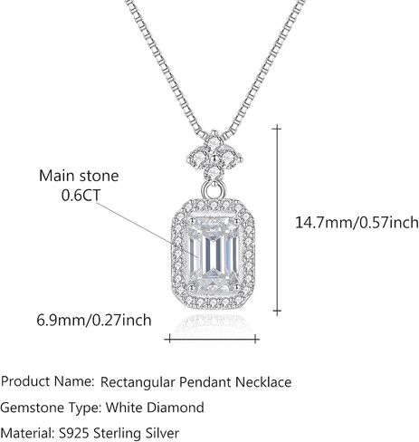 S925 Sterling Silver 0.6ct VVS1 D-Color Diamond Pendant Necklace for Women, Ideal Valentine's Day Gift for Wife in Saudi Arabia