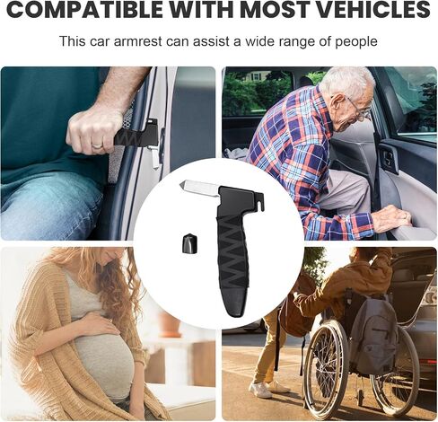 2 Pack Auto Cane Portable Vehicle Support Handle,Car Handle Assist for Elderly 3 in 1 Multifunctional Car Handle for Seniors and Handicapped, Car Handle Strap with Nylon Band (Black) in Saudi Arabia