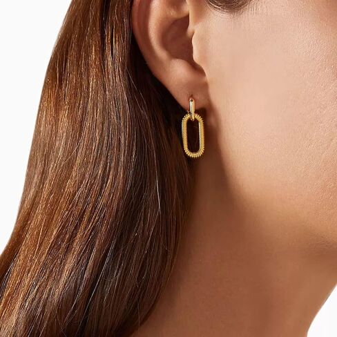 Gold Paperclip Earrings for Women 18K Gold Plated Oval Hoops Earring Rectangle Earrings Square Hoops U Shape Link Hoops Earrings Chunky Hoop Earrings in Kuwait