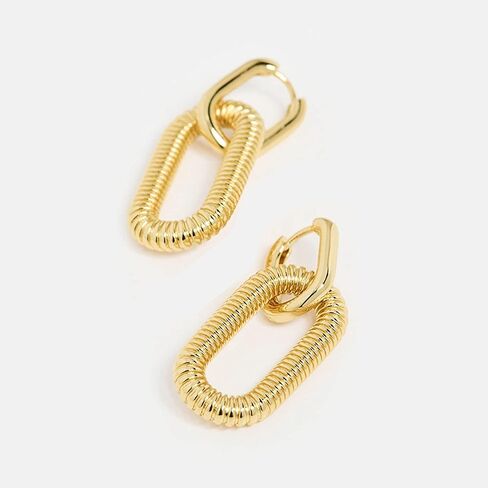 Gold Paperclip Earrings for Women 18K Gold Plated Oval Hoops Earring Rectangle Earrings Square Hoops U Shape Link Hoops Earrings Chunky Hoop Earrings in Kuwait