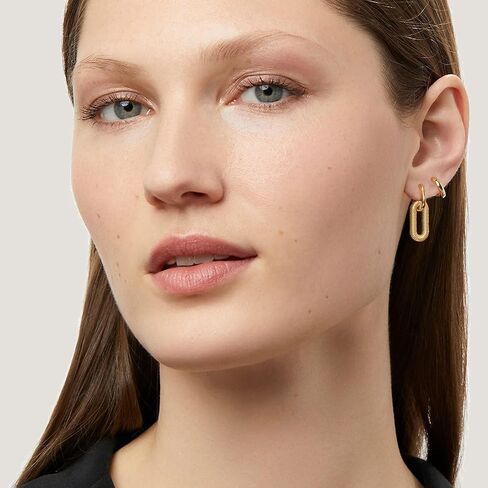 Gold Paperclip Earrings for Women 18K Gold Plated Oval Hoops Earring Rectangle Earrings Square Hoops U Shape Link Hoops Earrings Chunky Hoop Earrings in Kuwait