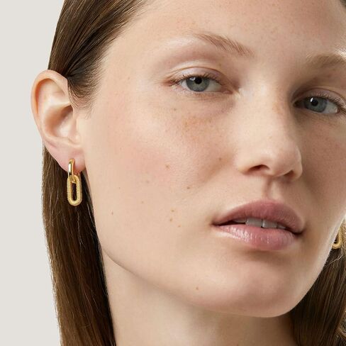 Gold Paperclip Earrings for Women 18K Gold Plated Oval Hoops Earring Rectangle Earrings Square Hoops U Shape Link Hoops Earrings Chunky Hoop Earrings in Kuwait
