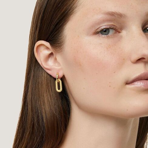 Gold Paperclip Earrings for Women 18K Gold Plated Oval Hoops Earring Rectangle Earrings Square Hoops U Shape Link Hoops Earrings Chunky Hoop Earrings in Kuwait