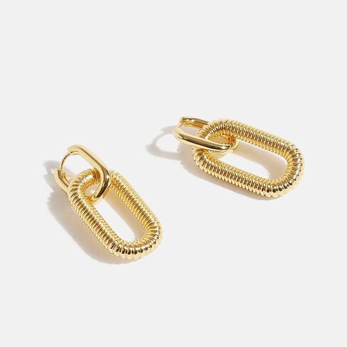 Gold Paperclip Earrings for Women 18K Gold Plated Oval Hoops Earring Rectangle Earrings Square Hoops U Shape Link Hoops Earrings Chunky Hoop Earrings in Kuwait
