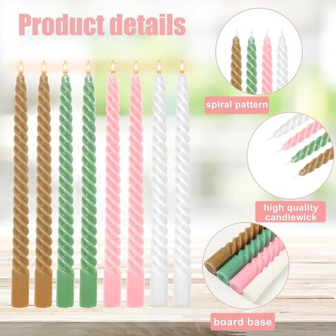 Whaline 8Pcs 10 Inch Orange Gradient Color Spiral Taper Candles Dripless Twisted Wax Candles Long Unscented Candle Sticks for Fall Halloween Home Party Supplies in Saudi Arabia