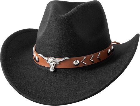 Joyebuy Western Cowboy Hat for Kids Boys Girl Classic Roll up Fedora Hat مع حزام مشبك in Kuwait