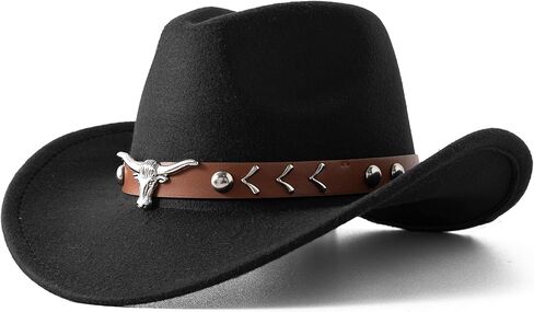 Joyebuy Western Cowboy Hat for Kids Boys Girl Classic Roll up Fedora Hat مع حزام مشبك in Kuwait