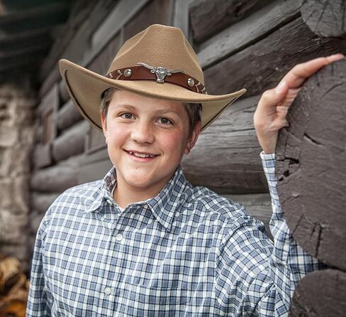 Joyebuy Western Cowboy Hat for Kids Boys Girl Classic Roll up Fedora Hat مع حزام مشبك in Kuwait