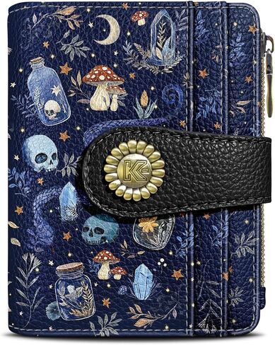 Skull Mushroom Snake Night Small Rfid Women Wallet Bifold Zipper Coin Pocke Pu Leather Leather Common Cash Card Walleder Travel Wart in Kuwait
