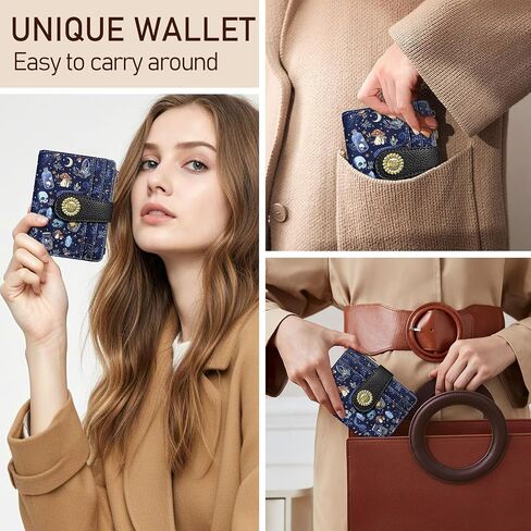 Skull Mushroom Snake Night Small Rfid Women Wallet Bifold Zipper Coin Pocke Pu Leather Leather Common Cash Card Walleder Travel Wart in Kuwait