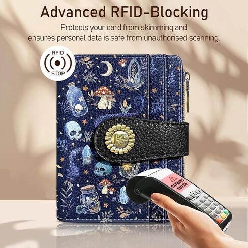 Skull Mushroom Snake Night Small Rfid Women Wallet Bifold Zipper Coin Pocke Pu Leather Leather Common Cash Card Walleder Travel Wart in Kuwait