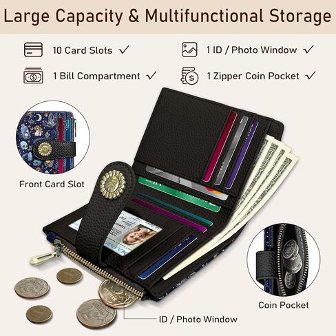Skull Mushroom Snake Night Small Rfid Women Wallet Bifold Zipper Coin Pocke Pu Leather Leather Common Cash Card Walleder Travel Wart in Kuwait