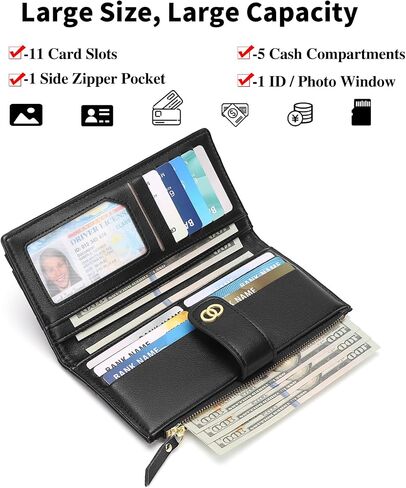 Womens Wallet Slim Rfid Blocking Bifold Leather Credit Card Wallets for Women Clutch with Zipper Coin Pocket in Saudi Arabia