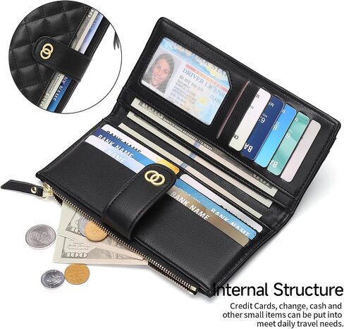 Womens Wallet Slim Rfid Blocking Bifold Leather Credit Card Wallets for Women Clutch with Zipper Coin Pocket in Saudi Arabia