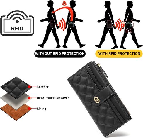 Womens Wallet Slim Rfid Blocking Bifold Leather Credit Card Wallets for Women Clutch with Zipper Coin Pocket in Saudi Arabia