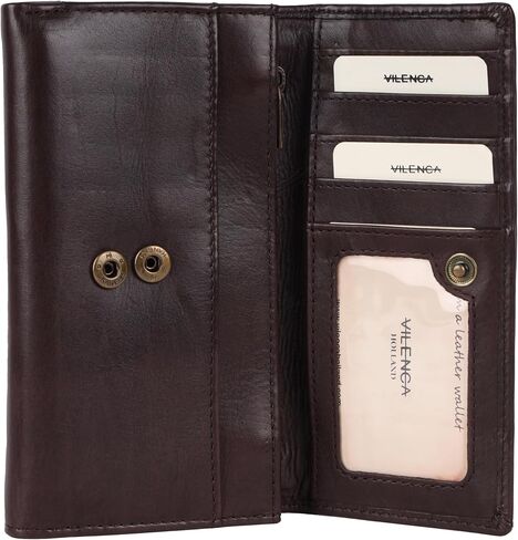 Vintage Italian Leather Boho Studded Trifold Wallet – Zipper Coin Purse & Credit Card Holder for Women (Brown) in Saudi Arabia