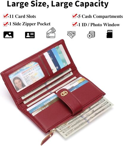 Womens Wallet Slim Rfid Blocking Bifold Leather Credit Card Wallets for Women Clutch with Zipper Coin Pocket in Saudi Arabia