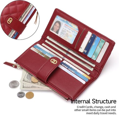 Womens Wallet Slim Rfid Blocking Bifold Leather Credit Card Wallets for Women Clutch with Zipper Coin Pocket in Saudi Arabia