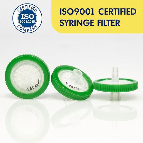 Syringe Filters PES Hydrophilic Filtration 0.22um Micron Pore Size 25mm Membrane Diameter Lab PES Membrane Disc Non-Sterile by Labfil, Pack of 100 in Kuwait