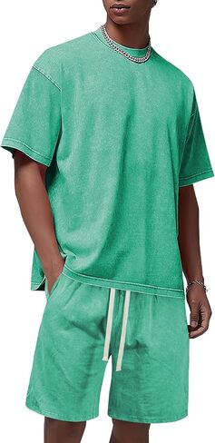 Derminpro Men's Cotton Short Sets 2 Piece Outfits Casual Summer Short Sleeve/Sleeveless Tracksuits in Kuwait