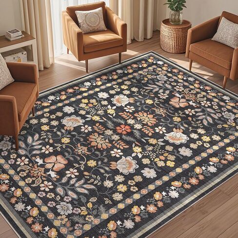 3x10 Runner Rug for Hallways Kitchen: 3x10 Washable Area Rug Boho Floral Soft Long Rug - Non-Slip Low Pile Throw Indoor Carpet for Entryway Kitchen Bedroom Laundry Bathroom- Pink in Saudi Arabia