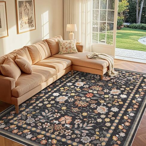 3x10 Runner Rug for Hallways Kitchen: 3x10 Washable Area Rug Boho Floral Soft Long Rug - Non-Slip Low Pile Throw Indoor Carpet for Entryway Kitchen Bedroom Laundry Bathroom- Pink in Saudi Arabia