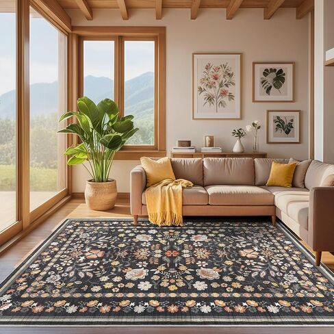 3x10 Runner Rug for Hallways Kitchen: 3x10 Washable Area Rug Boho Floral Soft Long Rug - Non-Slip Low Pile Throw Indoor Carpet for Entryway Kitchen Bedroom Laundry Bathroom- Pink in Saudi Arabia