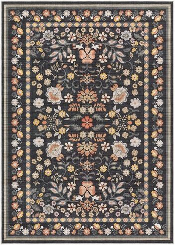 3x10 Runner Rug for Hallways Kitchen: 3x10 Washable Area Rug Boho Floral Soft Long Rug - Non-Slip Low Pile Throw Indoor Carpet for Entryway Kitchen Bedroom Laundry Bathroom- Pink in Saudi Arabia