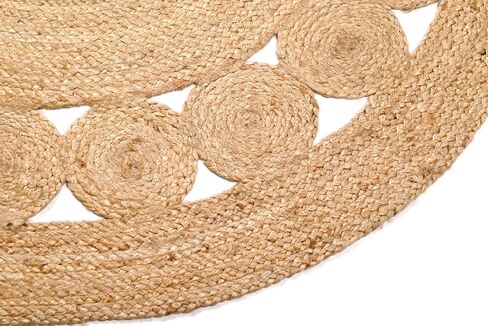 Jute Braided Area Rug, 3-feet Round, Stain Resistance, Natural Handmade Circle Boho Area Rug for Entryways, Living Room, Bedroom, Farmhouse Vintage Decor, Reversible Jute Rug in Saudi Arabia
