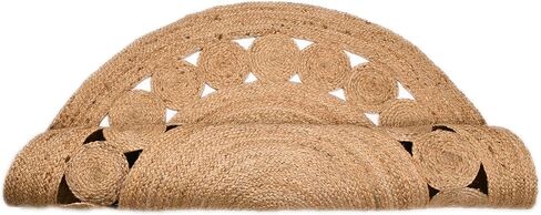 Jute Braided Area Rug, 3-feet Round, Stain Resistance, Natural Handmade Circle Boho Area Rug for Entryways, Living Room, Bedroom, Farmhouse Vintage Decor, Reversible Jute Rug in Saudi Arabia