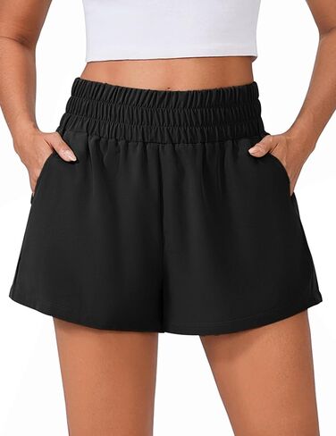 PINSPARK Womens Light Weight Athletic Shorts High Waisted Linerless Active Short Casual Quick Dry Lounge Shorts with Pockets in Saudi Arabia
