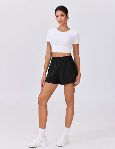PINSPARK Womens Light Weight Athletic Shorts High Waisted Linerless Active Short Casual Quick Dry Lounge Shorts with Pockets in Saudi Arabia
