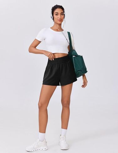 PINSPARK Womens Light Weight Athletic Shorts High Waisted Linerless Active Short Casual Quick Dry Lounge Shorts with Pockets in Saudi Arabia