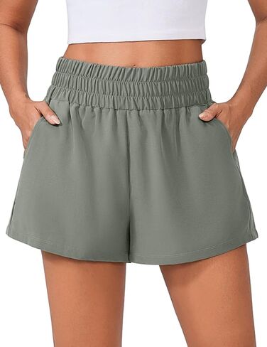 PINSPARK Womens Light Weight Athletic Shorts High Waisted Linerless Active Short Casual Quick Dry Lounge Shorts with Pockets in Saudi Arabia