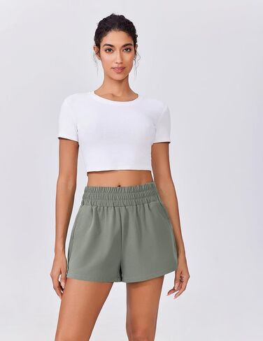 PINSPARK Womens Light Weight Athletic Shorts High Waisted Linerless Active Short Casual Quick Dry Lounge Shorts with Pockets in Saudi Arabia
