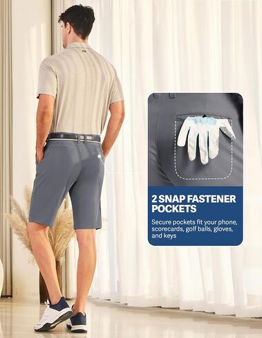 شورت غولف بولي للرجال 11 بوصة inseam المسطح الأمامي خفيفة الوزن جاف مع 5 جيوب للسفر غير الرسمي للأعمال التجارية in Kuwait