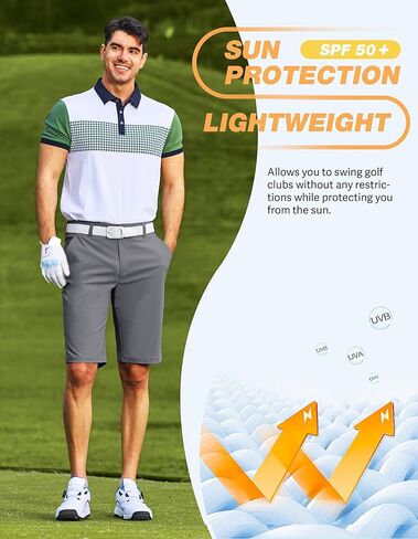 شورت غولف بولي للرجال 11 بوصة inseam المسطح الأمامي خفيفة الوزن جاف مع 5 جيوب للسفر غير الرسمي للأعمال التجارية in Kuwait