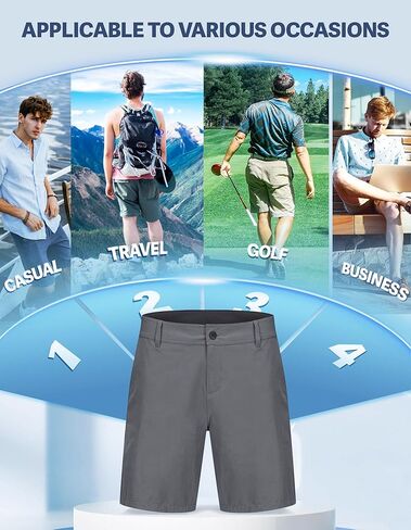 شورت غولف بولي للرجال 11 بوصة inseam المسطح الأمامي خفيفة الوزن جاف مع 5 جيوب للسفر غير الرسمي للأعمال التجارية in Kuwait