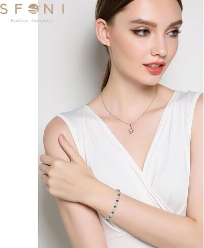 Birthstone Bracelet for Women, Silver Tennis Bracelet with Cubic Zirconia Adjustable Slider Rhinestone Bracelet Christmas Birthday Anniversary Friendship Jewelry Gift for Her Mom Wife Girlfriend in Kuwait
