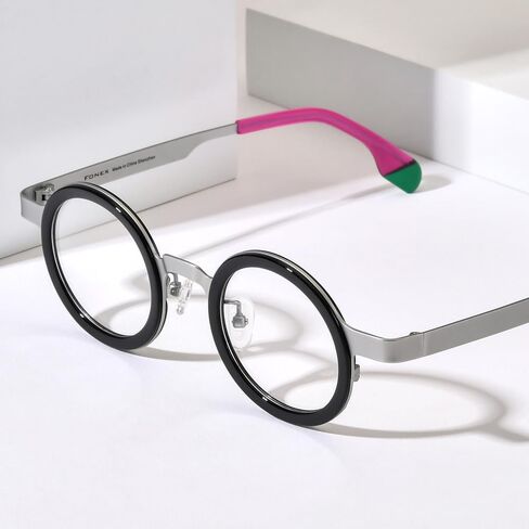 أسيتات نظارات التيتانيوم إطار النساء مستديرة النظارات العتيقة النظارات F85816 in Kuwait